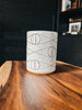 Felix tumbler in slate featuring a hand-etched eye motif by ceramic artist Matthew Ward.