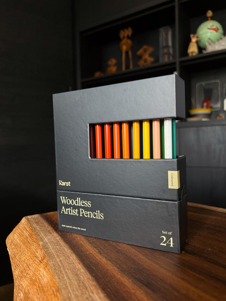 A pack of 24 Artist Pencils featuring a full lead body, offering five times more usable pigment and material than standard pencils, which means less sharpening and more sketching.
