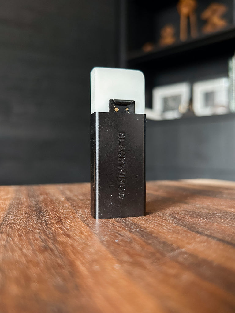An eraser crafted from a unique soft material that efficiently removes dark graphite lines with ease.