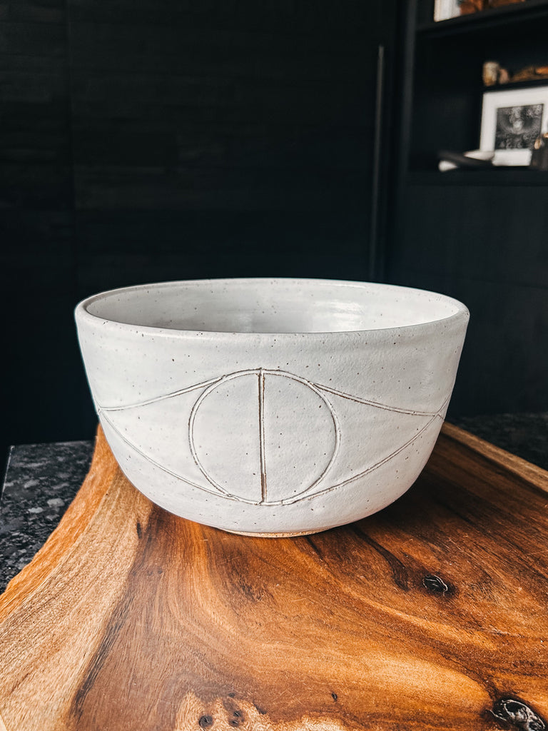 A large white Felix Bowl by Matthew Ward.