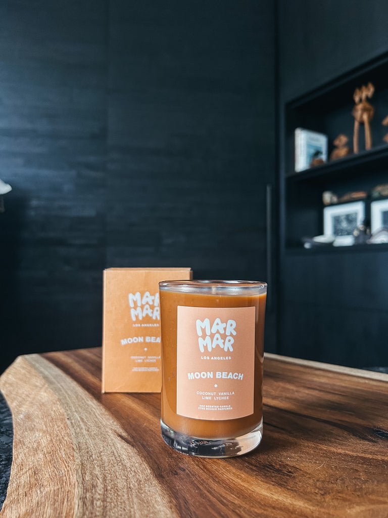 Moon Beach candle by MAR MAR, hand poured in Los Angeles.