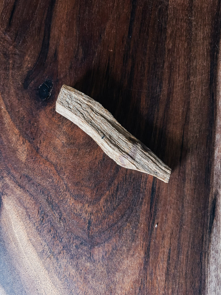 A large stick of sustainably sourced Palo Santo.