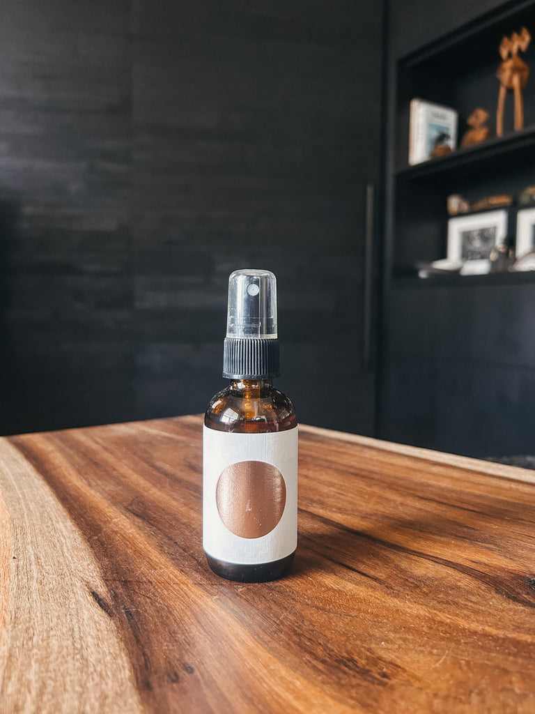 Topanga Atmosphere Mist by Studio Cuela in amber glass bottle with minimalist label.