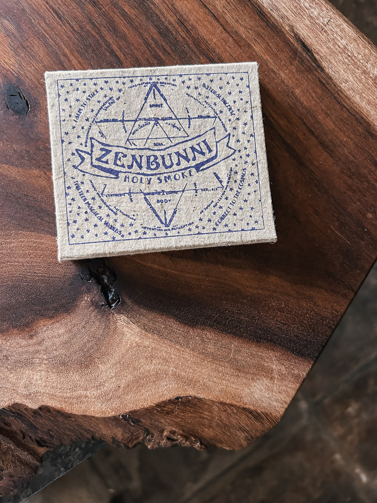 A handmade incense stick crafted from pure Indonesian roots, flowers, barks, nuts, and spices by Zenbunni.